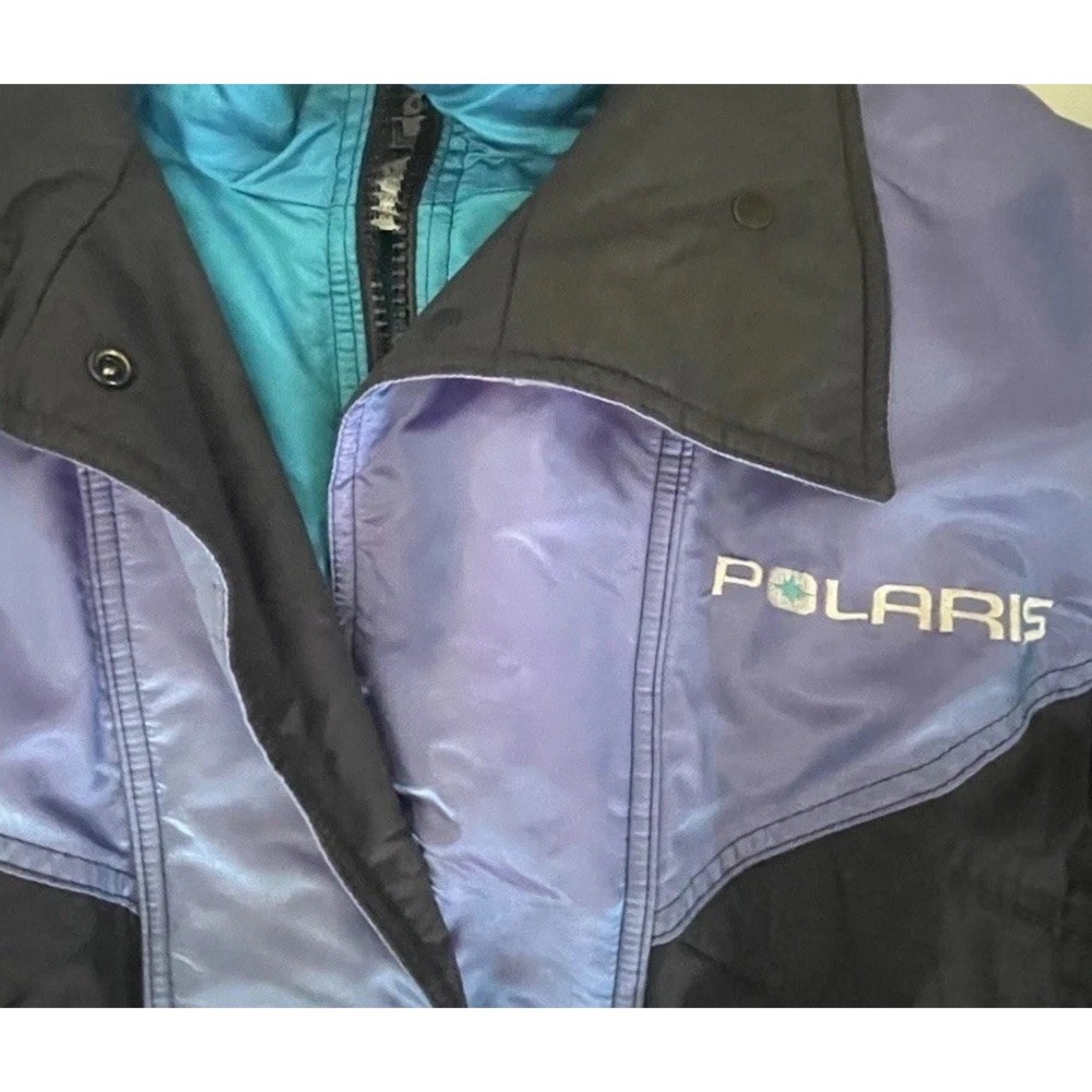 Polaris Snowmobile Jacket Insulated Purple Black Women XL Winter Coat USA 90's - Picture 2 of 16